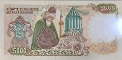 7.Emisyon 5 bin Türk Lirası çok iyi Kondüsyondadır ( Büyük Mevlana)