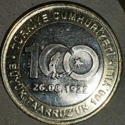 TÜRKİYE 2022 1 LİRA HATIRA BÜYÜK TAARRUZUN 100. YILI