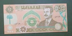 IRAK 1991 50 DİNAR ÇİL SADDAM  HÜSEYİN PROFİLİ