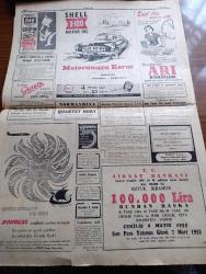 Cumhuriyet Gazetesi - 22 Şubat 1955 - Hükümet Primli Turizm Dövizi İgdaş Ediyor - İzmirde Dün Görülmemiş Bir Med Hadisesi Vukubuldu - Celal Bayar Ve Eşi Pakistan Genel Valisi Gulam Muhammed'in Karaşi'de Verdiği Bir Ziyafette Fotoğraf - Gazeteciliği Şah Olmaya Tercih Eden İran Tahtının Varisi Prens Ali Fotoğrafı - General Van Fleet Dün İstanbul'a Geldi - Hemşire Okulunun 30. Yıldönümü Kutlandı Fotoğraf - İkinci Elektrik Santrali Yer Altında Kurulacak - Sisli Ufuklar Yazan Taylor Caldwell Yazı Dizisi - Bir Hekimimizin Cevabı Yazan Burhan Felek Köşe Yazısı - Bu Haftaki Maçlar Devre Sonuna Bırakıldı - 1954 1955 Yunus Nadi Mükafatı En Güzel Fikir Yazısı - Ordu Takımı Kampına İltihak Eden Futbolcular - Avare Filmi Sümer Sinemasında - Bir Bekarın Sevgilileri Yazan Maurice Dekobra Yazı Dizisi - Günün Resimleri - Resimli Roman Gangsterler Yatağı Yazan George Simenon - Otomobille Maça Çıkış Fotoğraf - Milano'nun Savoy Otelinde 26 Ressam Gina Lollobrigida'nın Resimlerini Yapıyor Fotoğraf - Shell