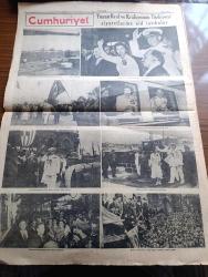 Cumhuriyet Gazetesi - 9 Haziran 1952 - Kısa Görüşlü Politika Cinayettir Yazan Abidin Daver Başmakale - Yunan Kral Ve Kraliçesi Dün Geldiler Fotoğraf - Kraliçe Federasyonu Elinde Türk Yunan Bayrakları Trenden Halkı Selamlıyor Fotoğrafı - Kralın Ziyaretine Dair Venizelos'un Demeci - Fransa Halkı Komünizmle Mücadeleye Davet Edildi - Başbakan Adnan Menderes Ankara'ya Domdu- Aziz Şehidimiz Albay Nuri Pamir'le Son Mülakat - Kore Değiştirme Birliğimiz - Türkiye İspanya Milli Maçı 0 0 Beraberlikle Neticelendi Fotoğrafı - Gelin Aya Gidelim Toplayan Tevfik Sadullah Yazı Dizisi - Ramazan Fıkraları - Ruh Gurbetinde Yazan Kerime Nadir Yazı Dizisi - Suriye'de Askeri İdare Dün Gece Sona Erdi - Güzel Yazan Burhan Felek Köşe Yazısı - Gül Kupasını Fenerbahçe Kazandı - İstanbul Tenis Birincilikleri - İstanbul Ankara Radyosu Programı - Sanat Âleminde Yazan Bedri Rahmi Eyüboğlu - Çapamarka - Siemens Otomobil Radyosu - Sheaffers Dolma Kalemi - Yunan Kral Ve Kraliçesinin Türkiye'ye Ziyaretlerinde Fotoğraflar