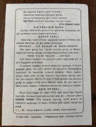 21 MART 2007 - TAKVİM YAPRAĞI - DOĞUM GÜNÜ HEDİYESİ - BÜYÜK SAATLİ MAARİF TAKVİMİ - AHMET PAŞA - ZİYA OSMAN SABA - KIŞ FASLININ SONU - BAHAR FASLI - NEVRUZ - YENİ YILIN TALİHİ - AŞIK VEYSEL - DÜNYA ŞİİR GÜNÜ