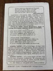 30 MART 2007 - TAKVİM YAPRAĞI - DOĞUM GÜNÜ HEDİYESİ - BÜYÜK SAATLİ MAARİF TAKVİMİ - ABDÜLAHAD NURİ - II.MEHMET DOĞDU - PARİS BARIŞ ANLAŞMASI İMZALANDI