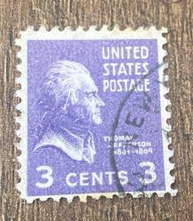 Amerika Birleşik Devletleri Pulu - USA Stamp - Postadan Geçmiş Pul Filateli - DAMGALI -THOMAS JEFFERSON TEMALI PUL , 3 PARA  - YABANCI PULLAR - NOSTALJİK DOĞUM GÜNÜ HEDİYESİ