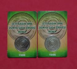 1996 YILI DÜNYA GIDA ZİRVESİ 50.000 TÜRK LİRASI TERS-DÜZ TAKIM 2 ADET