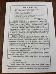 14 NİSAN 2007 - TAKVİM YAPRAĞI - DOĞUM GÜNÜ HEDİYESİ - BÜYÜK SAATLİ MAARİF TAKVİMİ - TÜRK KALP VAKFI - ORHAN VELİ KANIK DOĞDU - DOĞU BEYAZIT RUS ORDUSUNUN İŞGALİNE UĞRADI - ABRAHAM LİNCOLN SUİKAST SONUCU ÖLDÜ