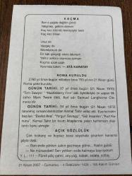 21 NİSAN 2007 - TAKVİM YAPRAĞI - DOĞUM GÜNÜ HEDİYESİ - BÜYÜK SAATLİ MAARİF TAKVİMİ - MUSTAFA BALBAY - ATA KARATAY - MİZAHÇI MARK TWAİN'İN VEFATI - KEMAL TAHİR'İN VEFATI