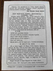19 MAYIS 2007 - TAKVİM YAPRAĞI - DOĞUM GÜNÜ HEDİYESİ - BÜYÜK SAATLİ MAARİF TAKVİMİ - ATATÜRK - GAZİ MUSTAFA KEMAL ATATÜRK'ÜN DOĞUMU - TUFAN ERDOĞAN5 - 19 MAYIS 1919
