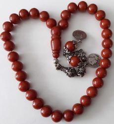 OSMANLI DÖNEMİ OBJEDEN YAPILMA KAHVERENGİ RENKLİ MÜTHİŞ İŞÇİLİKLİ MUHTEŞEM İKİ YEDEK DANELİ GÜMÜŞ PÜSKÜLLÜ SIKMA KEHRİBAR TESPİH R1A1A1A1 ÇOK NADİR