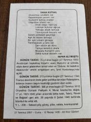 27 TEMMUZ 2007 - TAKVİM YAPRAĞI - DOĞUM GÜNÜ HEDİYESİ - BÜYÜK SAATLİ MAARİF TAKVİMİ - TOLSTOY - SEFER ALİ MUŞTU - FRANSIZ POLİTİKACI ROBESPİERRE İDAM EDİLDİ - OSMANLI PADİŞAHI IV.MURAT DOĞDU