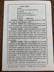 28 TEMMUZ 2007 - TAKVİM YAPRAĞI - DOĞUM GÜNÜ HEDİYESİ - BÜYÜK SAATLİ MAARİF TAKVİMİ - JOHN MAXWELL - ORHAN VELİ - 3.SELİM ÖLDÜRÜLDÜ - I.DÜNYA SAVAŞININ BAŞLANGICI - DEMİR YOLU DOĞUDA AŞKALE'YE VARDI