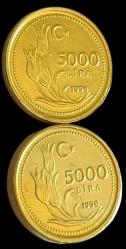 1998 5000 Lira Çil ince Kalın set