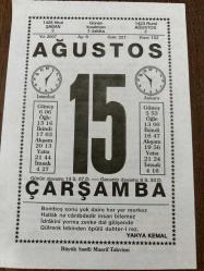 15 AĞUSTOS 2007 - TAKVİM YAPRAĞI - DOĞUM GÜNÜ HEDİYESİ - BÜYÜK SAATLİ MAARİF TAKVİMİ - YAHYA KEMAL - KANİYE BASIM - OPERA SANATÇISI SEMİHA BERKSOY VEFAT ETTİ - FATİH SULTAN MEHMET'İN TRABZON'U FETHETMESİ - NAPOLEON BONAPARTE'NİN DOĞUMU - PANAMA KANALI AÇILDI
