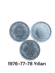1976-1977-1978 yılları 2,5 Lira Orjinal Dönemin Parası