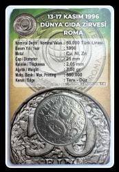 1996 - 50.000 Lira (50000/50 Bin) “Dünya Gıda Zirvesi” Tedavül Hatıra Para-4 (TCTHM-4) KM#1050 (T.C DÜZ)