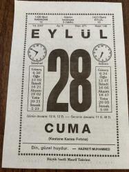 28 EYLÜL 2007 - TAKVİM YAPRAĞI - DOĞUM GÜNÜ HEDİYESİ - BÜYÜK SAATLİ MAARİF TAKVİMİ - HZ.MUHAMMED - CAHİT SITKI TARANCI - GENERAL KAZIM KARABEKİR DOĞU'DA ERMENİLERİ BOZGUNA UĞRATTI - DR.LOUİS PASTEUR ÖLDÜ - MÜMTAZ ARIKAN