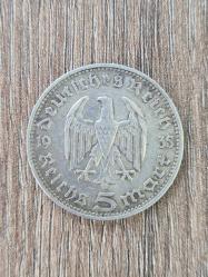 1935–1939 Nazi Almanyası Dönemi 5 Adet Gümüş Reichsmark Loti – Hindenburg & Garnisonkirche