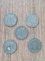 Nazi Almanyası Dönemi 1-5-10 Reichspfennig Orijinal Çinko Paralar – 11'li Lot