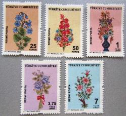 TÜRKİYE=2012  İ-R 308..R 312  Resmi Posta Pulları  (**)'