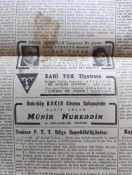 Cumhuriyet Gazetesi - 22 Ağustos 1946 - Dikkat Edilecek İki Nokta Yazan Nadir Nadi Başmakale - İngiltere de Dün Rusya'ya Nota Verdi - Amerikan Notasının Metni Dün Neşredildi - İzmir Fuarının Açılışından Fotoğraflar - Başbakan Recep Peker İle Demokrat Parti Genel Başkanı Celal Arasındaki Dün Geceki Mülakat - Memlekette İşsizlik Gittikçe Artıyor Mu - Ekmeklerin Bozukluğu - Arnavutların İstekleri Dün Konferansta Enver Hoca Dinlendi - Milli Kalkınma Partisi İsmini Değiştiriyor - İsmail Dümbüllü Tiyatrosu Bu Akşam Kadıköy Süreyya Bahçesinde - Sadi Tek Tiyatrosu Bu Gece Üsküdar Doğancılar Ayparkta - Yavuz Sultan Selim Ağlıyor Yazan Feridun Fazıl Tülbentçi Yazı Dizisi - Irak'ta Zelzele - Tekel Satış Yerleri Kapatılıyor - Yaylım Cemal Nadir Renkli Karikatür - Bugünkü Radyo Programı -  Münir Nurettin Selçuk Ve Raşid Rıza Tiyatrosu Cağaloğlu Çiftesaraylar Bahçesinde - Ayda Sönmez Ve Nermin Özses Doğan Plaj Ve Gazinosunda - Bugünkü Radyo Programı - Ali Muhiddin Hacı Bekir - Borsa