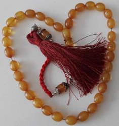 OSMANLI DÖNEMİ BİBLODAN YAPILMA BAL KÖPÜĞÜ RENKLİ MÜTHİŞ İŞÇİLİKLİ MUHTEŞEM SİSTEM PÜSKÜLLÜ SIKMA KEHRİBAR TESPİH 1BB1DD1 ÇOK NADİR