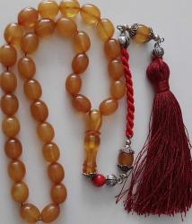 OSMANLI DÖNEMİ BİBLODAN YAPILMA BAL KÖPÜĞÜ RENKLİ MÜTHİŞ İŞÇİLİKLİ MUHTEŞEM SİSTEM PÜSKÜLLÜ SIKMA KEHRİBAR TESPİH 1BB1DD1 ÇOK NADİR