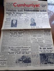 Cumhuriyet Gazetesi - 10 Şubat 1944 - Amerika'nın Sulh Planı Ve İki Sual Yazan Nadir Nadi Başmakale - Amerika Fin Hükümetine Dün Bir Nota Verdi - Bolu Gerede Düzce Depremi Felaketzedelerine Yardım - Hükümet  Para Kereste İnşaat Malzemesi Dağıtılacak - Dahiliye Vekili Hilmi Uran - Times Gazetesinin Bize Dair Makalesi - Macar Alman Münasebatı Buhranlı Bir Safhada - İki Rus Ordusu Kerson Ve Nikolayefe Yürüyor - Almanlar Stalingrad'dan Sonra Neden Yeni Bir Rus Tuzağına Düştüler - Et 330 Kuruş - Zelzele Kanunu - Kolej Yıldızları Elhamra Sinemasında - Paşa Kızı Filmi Kadıköy Süreyya Sinemasında - Havacılık Avcı Uçaklar - Galatasaray Kulübü İhtilafı İçin Müfettişler Geldi - İstanbul Erkek Lisesi Mezunlar Cemiyeti Kuruluyor - Petrol Hakimiyetinin Yeni Bir Hamlesi Yazan Ömer Rıza Doğrul - Ortadoğu Petrolleri - Marion'un Kalbi Yazan Vicki Baum Yazı Dizisi - Yaşasın Fransa Renkli Karikatür Çizen Cemal Nadir - Tarihteki Güzel Kadınlar Taçlı Fahişeler Yakında Çıkıyor - Gripin - Deva - Tural