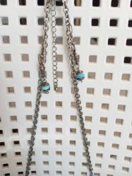 Alman gümüşü (Alpaga) Otantik takı seti Gümüş kaplama ve  turkuaz  gerdanlık ve küpe