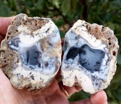 Polisajlı Dentritli Opal Merlinite Opal Çifti