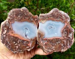 Polisajlı Mavi Thunderegg Akik Çifti Doğal Kütle