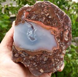 Polisajlı Mavi Thunderegg Akik Çifti Doğal Kütle