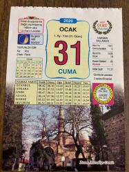 31 OCAK 2020 - TAKVİM YAPRAĞI - DOĞUM GÜNÜ HEDİYESİ - BÜYÜK SAATLİ MAARİF TAKVİMİ - BURSA, MURADİYE CAMİİ - ZEKAT - DARULACEZE AÇILDI 1896 - TRT ANKARA RADYOSU DENEME YAYININA BAŞLADI 1968 - ANA DİLDE SAVUNMA HAKKI YÜRÜRLÜĞE GİRDİ 2013 - DİNLENMEYİ SEVENLER - SERBEST NAZIM - TATLI KURABİYE