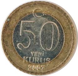 Türkiye Cumhuriyet  2007 Yılı 50 Yeni Kuruş ÇA   9176