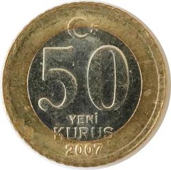 Türkiye Cumhuriyet  2007 Yılı 50 Yeni Kuruş   9172