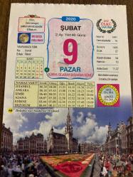 9 ŞUBAT 2020 - TAKVİM YAPRAĞI - DOĞUM GÜNÜ HEDİYESİ - BÜYÜK SAATLİ MAARİF TAKVİMİ - BELÇİKA'NIN BAŞKENTİ BRÜKSEL - DÜNYA SİGARAYI BIRAKMA GÜNÜ - TÜRKİYE'DE İLK KADIN POLİS GÖREVE BAŞLADI 1968 - ESKİ SİRKE