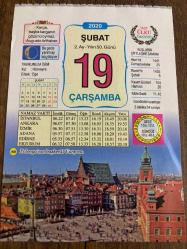 19 ŞUBAT 2020 - TAKVİM YAPRAĞI - DOĞUM GÜNÜ HEDİYESİ - BÜYÜK SAATLİ MAARİF TAKVİMİ - POLONYA'NIN BAŞKENTİ VARŞOVA - ÇAYIRLI ERZİNCAN DÜŞMAN İŞGALİNDEN KURTULDU 1918 - İNGİLTERE,TÜRKİYE VE YUNANİSTAN ARASINDA ANLAŞMA İMZALANDI - MUZAFFER SARISÖZEN - BALIK BURCUNDA DOĞANLAR - KIŞ ÇORBASI