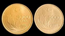 1995 5000 Lira Çil Kalın 2 Farklı Ton
