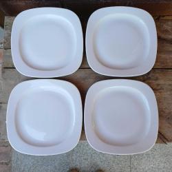 Düz Beyaz Porselen Kare Servis Tabak Seti,,4 lu