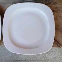 Düz Beyaz Porselen Kare Servis Tabak Seti,,4 lu