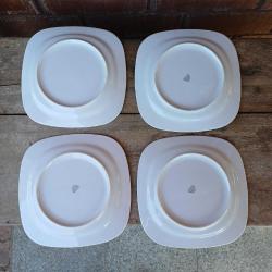 Düz Beyaz Porselen Kare Servis Tabak Seti,,4 lu