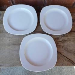 Düz Beyaz Porselen Kare Servis Tabak Seti,,3 lu