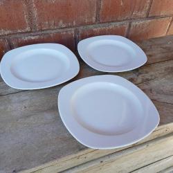 Düz Beyaz Porselen Kare Servis Tabak Seti,,3 lu