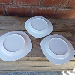 Düz Beyaz Porselen Kare Servis Tabak Seti,,3 lu