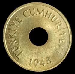 1948 Delikli 1 Kuruş Çil