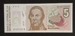 Arjantin 5 Australes ÇİL KAĞIT PARA