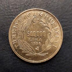 TC, ATATÜRK (1881-1938) 2 EURO/500.000 Lira Hatıra Parası. 1998 Darphane (Bakır/Nikel)
