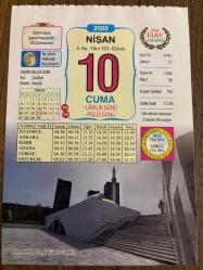 10 NİSAN 2020 - TAKVİM YAPRAĞI - DOĞUM GÜNÜ HEDİYESİ - BÜYÜK SAATLİ MAARİF TAKVİMİ - İstanbul, Yeşil Vadi Camii - LÂİKLİK GÜNÜ - POLİS GÜNÜ - 1928 - Türkiye Cumhuriyeti Devleti'nin resmî bir dini ôlduğuna ilişkin ibare Anayasadan kaldırıldı - KÖFTER