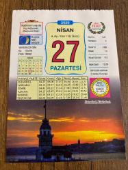 27 NİSAN 2020 - TAKVİM YAPRAĞI - DOĞUM GÜNÜ HEDİYESİ - BÜYÜK SAATLİ MAARİF TAKVİMİ - İstanbul, Kızkulesi -1927 - Türkiye'de ilk radyo yayını başladı- CONAN - SEMİZOTLU BULGUR PİLAVI