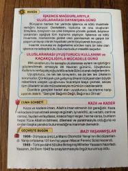 26 HAZİRAN 2020 - TAKVİM YAPRAĞI - DOĞUM GÜNÜ HEDİYESİ - BÜYÜK SAATLİ MAARİF TAKVİMİ - İzmir, Çeşme - İŞKENCE MAĞDURLARIYLA ULUSLARARASI DAYANIŞMA GÜNÜ - ULUSLARARASI UYUŞTURUCU KULLANIMI ve KAÇAKÇILIĞIYLA MÜCADELE GÜNÜ - KAZA ve KADER - 1906 - Dünyaca ünlü Le Mans Otomobil Yarışı'nın ilki düzenlen- di. Yarışı ortalama 101 km hız yapan Macar Ferenc Szisz kazandı - 1945 - Türkiye dâhil 50 ülke Birleşmiş Milletler Yasasını hazırladı. Yasanın, 24 Ekim 1945'te onaylanmasıyla örgüt kurulmuş oldu