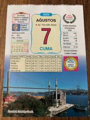 7 AĞUSTOS 2020 - TAKVİM YAPRAĞI - DOĞUM GÜNÜ HEDİYESİ - BÜYÜK SAATLİ MAARİF TAKVİMİ - İstanbul, Ortaköy Camii-PEYGAMBERLER-Neveser Kökdeş hayata veda etti -1990- Türkiye, Kerkük-Yumurtalık petrol boru hattını kapattı-LADİN-KORUK ŞERBETİ